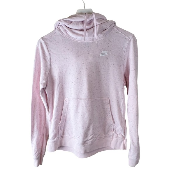 Nike Tops - NIKE Confetti funnel neck long sleeve hoodie Pink medium